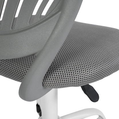 FurnitureR Compact Gaming Chair, PP Hollow Backrest, Adjustable Height, Ergonomic Swivel Foam Seat, 5 Wheels Iron Base, for Reading, Drawing, Gaming