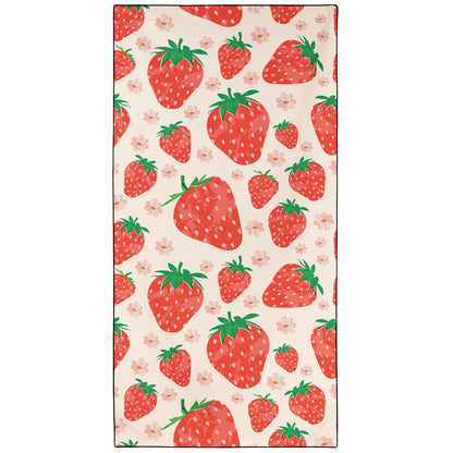 Violetpos Floral Strawberry Beach Towel, Extra Large 180x90 cm 250GSM Microfibre, Sand Free Quick Dry