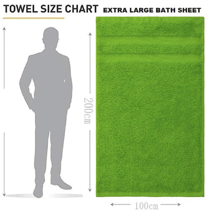 LoomTrove Pack of 2 Extra Large Jumbo Bath Sheets 100 x 200 cm 100% Egyptian Combed Cotton XL Towels Quick Dry Big Bath Sheet Super Soft Hotel