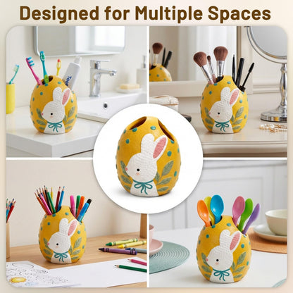 Blissilk Bunny Design Toothbrush Holder, 2 Slots Tooth Brush Holder, Resin Built Toothbrush Holders for Bathroom, Vanity Counter