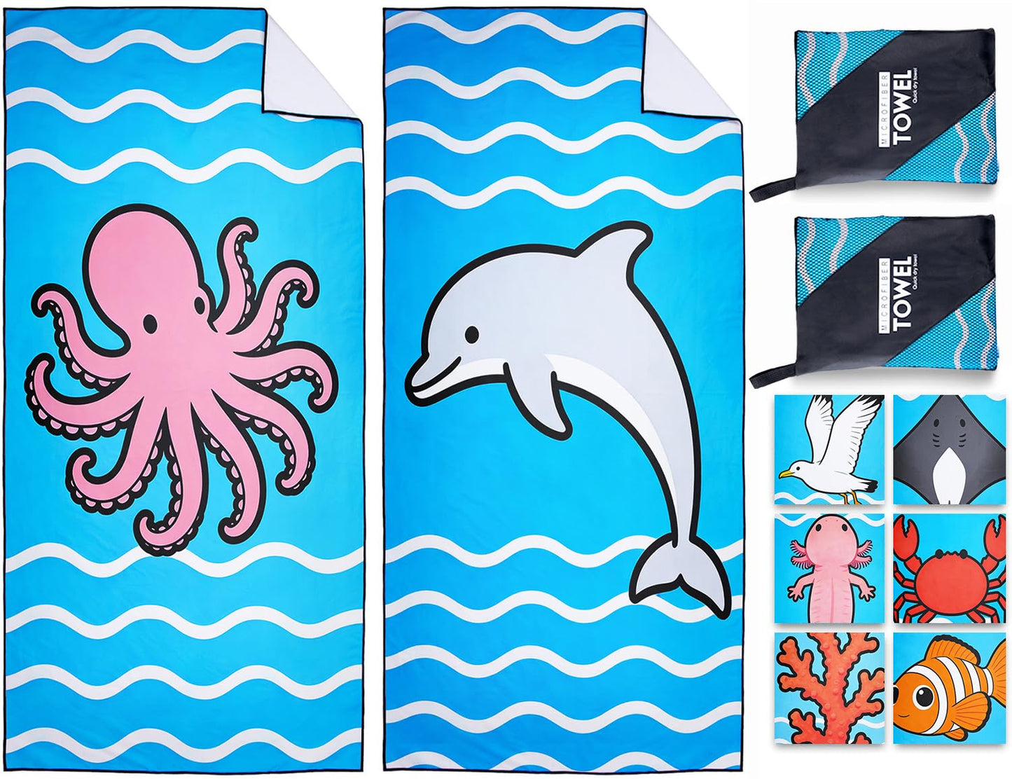 Violetpos 2 Pack Extra Large 180x90 cm Beach Towels, 250GSM Premium Microfibre, Sand Free Quick Dry Lightweight