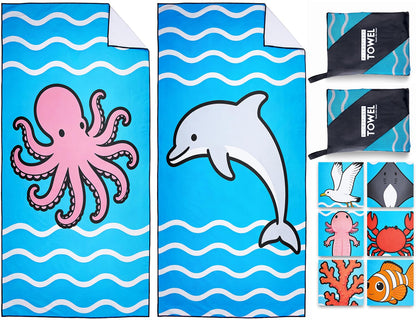 Violetpos 2 Pack Extra Large 180x90 cm Beach Towels, 250GSM Premium Microfibre, Sand Free Quick Dry Lightweight