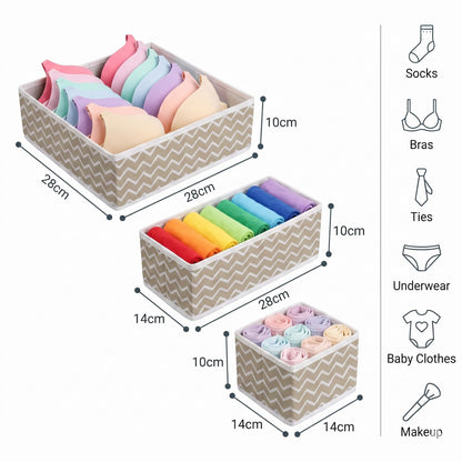 Qoolish Drawer Organiser Set of 6 Sturdy Draw Organizer to sort Your bedroom, Wardrobe and Drawer