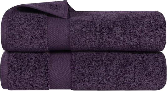Superior Collection 100% Zero Twist Cotton Super Soft and Absorbent Bath Towel Set, Grape Seed Set of 2