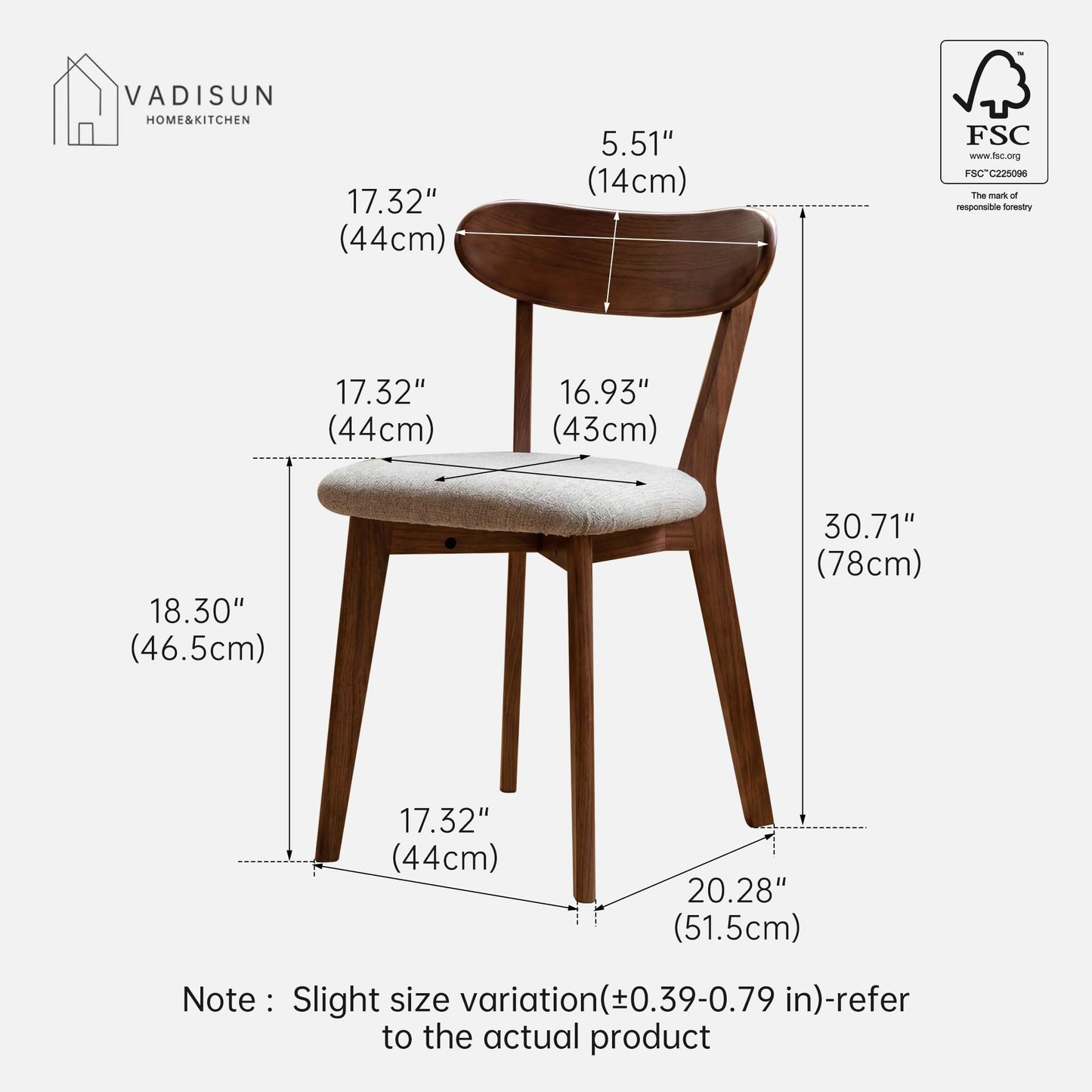 2PCS Modern Solid Dining Chairs Set, Upholstered Fabric Dining Room Chairs