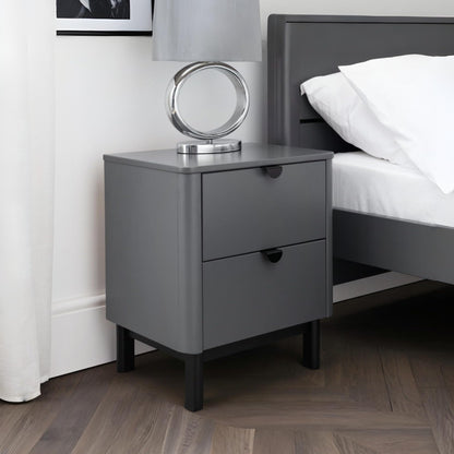 Julian Bowen Chloe Bedside Table, 2 Drawer, Grey - H53 x W46 x D34cm