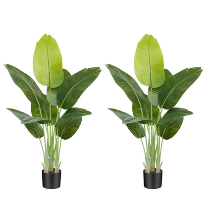 Keeplush Artificial Bird of Paradise Plant Outdoor 120CM Fake Tropical Banana Tree with 9 Leaves-Perfect Faux Plants for Indoor, Floor Plant in Pot
