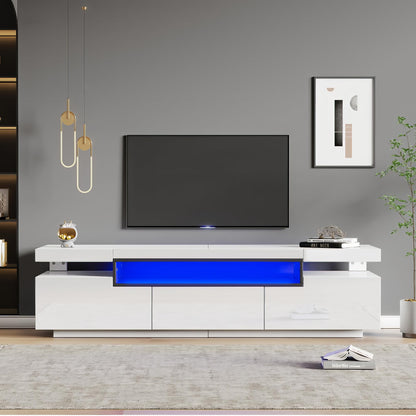 Ball & Cast TV Stand Cabinet for 70-inch TV High Gloss TV Stand Unit with LED Lights 160CM, 3 Drawers, 3 Open Storage Space