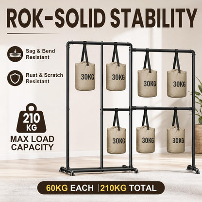 OPPAIYA Heavy Duty Clothes Rail, 195 x 170cm Adjustable Layout Corner Clothes Rack