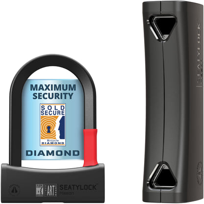 SeatyLock Mason Bike U Lock - Patented Heavy Duty Anti Theft Sold Secure Diamond Rated Bike ULock - High Security Bicycle Lock with Key for Electric