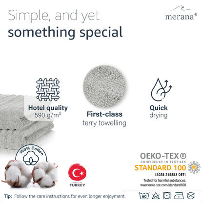 Merana OSLO towel set | quick-drying, soft & lint-free | terry luxury quality | 100% cotton terrycloth | OEKO-TEX | 590 GSM | guest & face towel