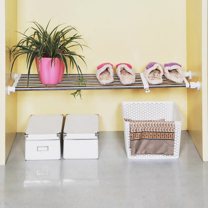 BAOYOUNI Extendable Wardrobe Cupboard Shelf Rack Heavy Duty Adjustable Closet Storage Shelves Expanding Clothes Hanging Tension Pole Rods Kitchen