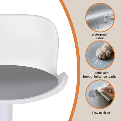 Flysky Set of 2 360° Swivel Bar Stools, Height Adjustable, White/Grey