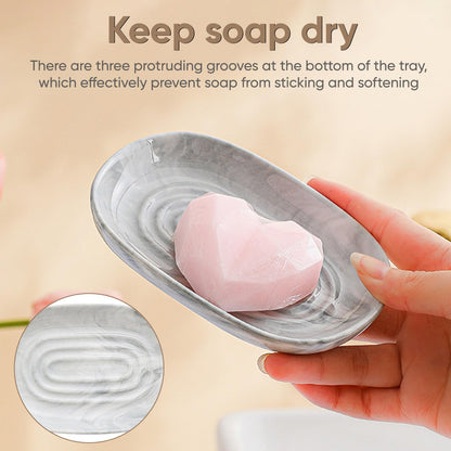 Anti Slip Ceramic Soap Dish – Marble Soap Dishes for Bathroom, Soap Tray Dish for Shower, Kitchen and Sink – Keep Soap Dry & Easy Cleaning