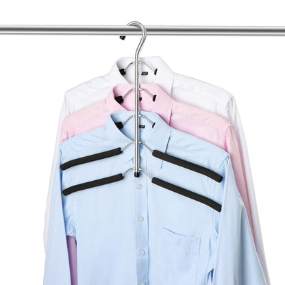 ZriEy 1 Pack 5 in 1 Clothes Hangers, Multi Layers Anti-slip Metal Coat Hangers, Multifunctional Closet Hanger Space Saving Storage Hanger with EVA
