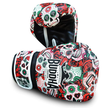 BUDDHA FIGHT WEAR - Mexican Boxing Gloves - Muay Thai - Kick Boxing Synthetic Leather - GS-3 Inner Padding - Impact Protection - Red Color - Size 14