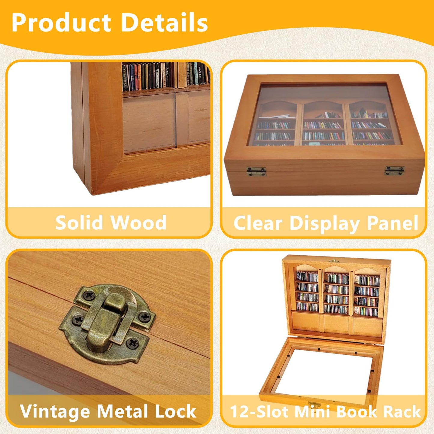 Anxiety Bookshelf, Book Lovers Gifts with 200Pcs Mini Books Miniature Bookcase Ornament