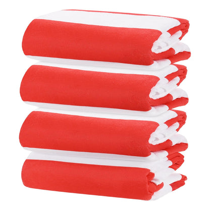 M METERXITY 4-Pack Large Stripe Beach Towels 30x60in Light Red