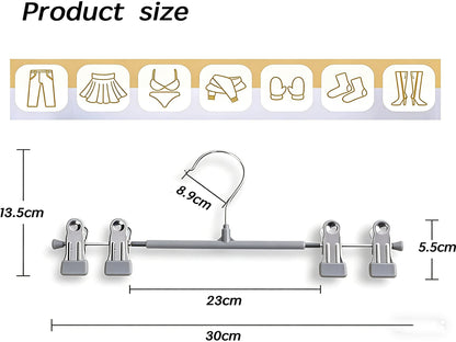20 Pack Trouser Hanger, 30cm Pants Hangers Space Saving Skirt Hangers with Adjustable Clips,Heavy Duty Clothes Coat Garment Jeans Hangers