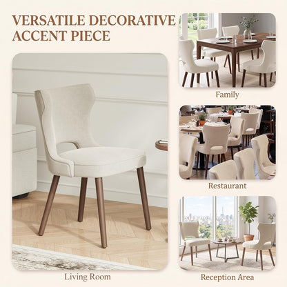 MALOL Upholstered Dining Chairs Set of 6, Dining Room Chairs with Hollow Backrest, High Back Kitchen Chairs with Solid Wood Legs, Thick Seat Cushion