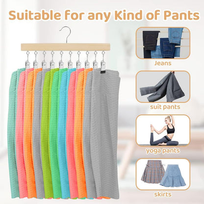 LMSAWK 4 Pack Hat Organizer Hanger, Legging Organizer for Closet, 20 Clips 360° Revolve Wooden Hanger for Socks, Face Mask, Towels, Baby Clothes