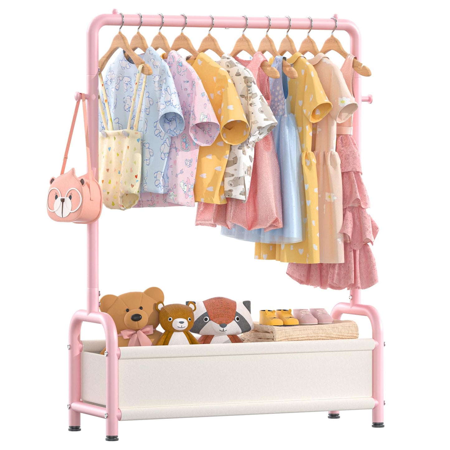 ZHKINGGS Kids Clothes Rail with Storage Shelf, Kids Dress Up Rail