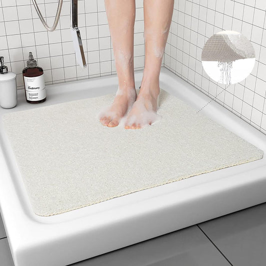 Shower Mat Non Slip Anti Mould: Bath Mats for Inside Bath- 53 x 53 cm Anti Slip Shower Mats for Inside Shower- Loofah Shower Mat White Square Washable