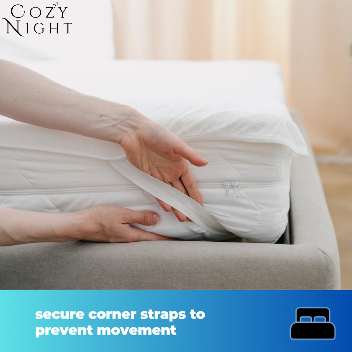 Cozy Night Superking Electric Blanket, Size 182 x 200cm, Soft Fitted Underblanket Mattress Cover, Quick Fit Corner Straps, 3 x Heat Settings, Dual