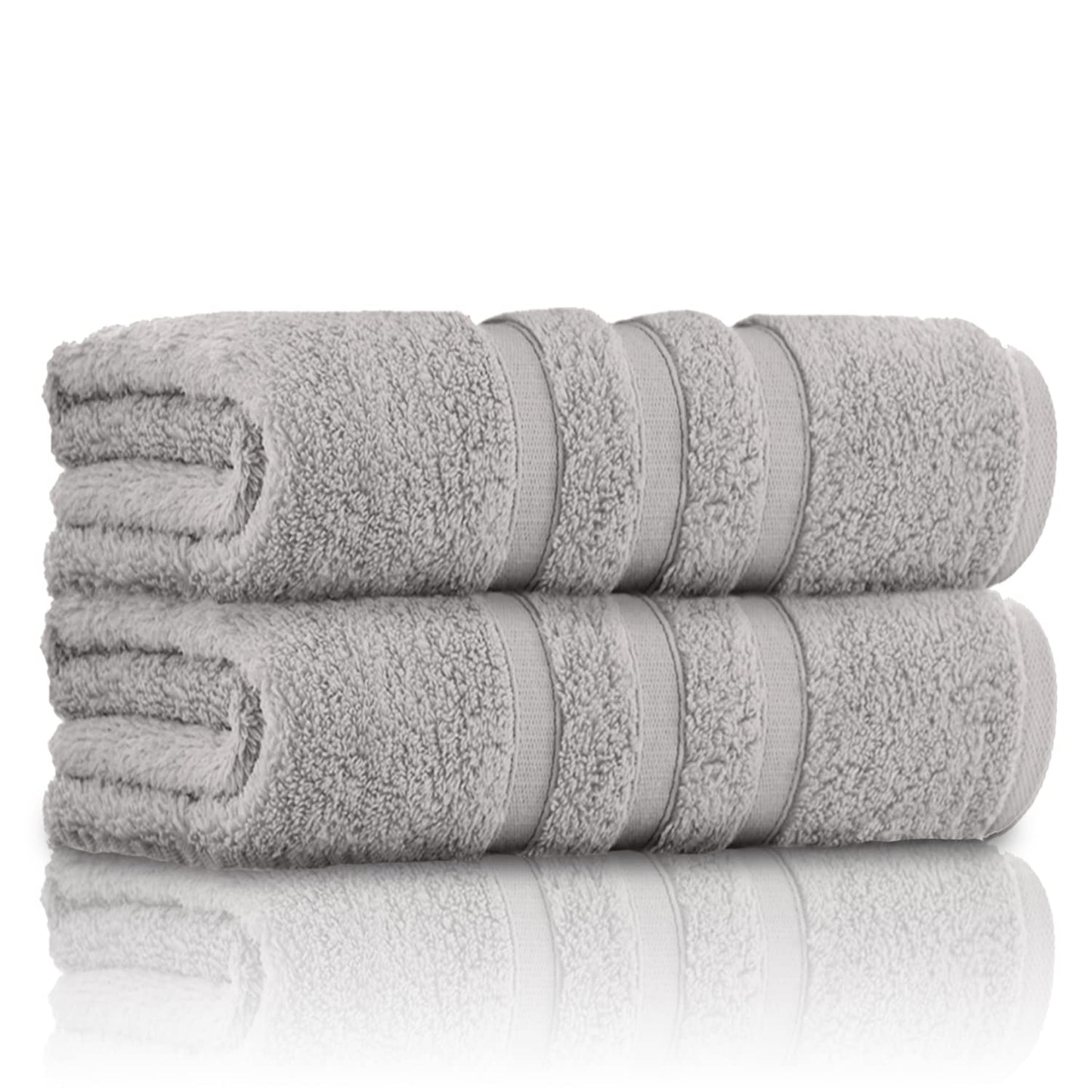 GC GAVENO CAVAILIA 100% Ringspun Cotton Bath Towels, Luxury 550 GSM Zero Twist Towel Sheets, Silver, 70x120 Bath Towel