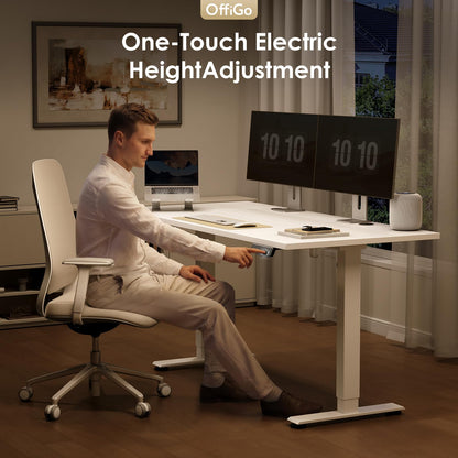 OffiGo Standing Desk, 140x60cm Height Adjustable Desk with 2 Memory Presets