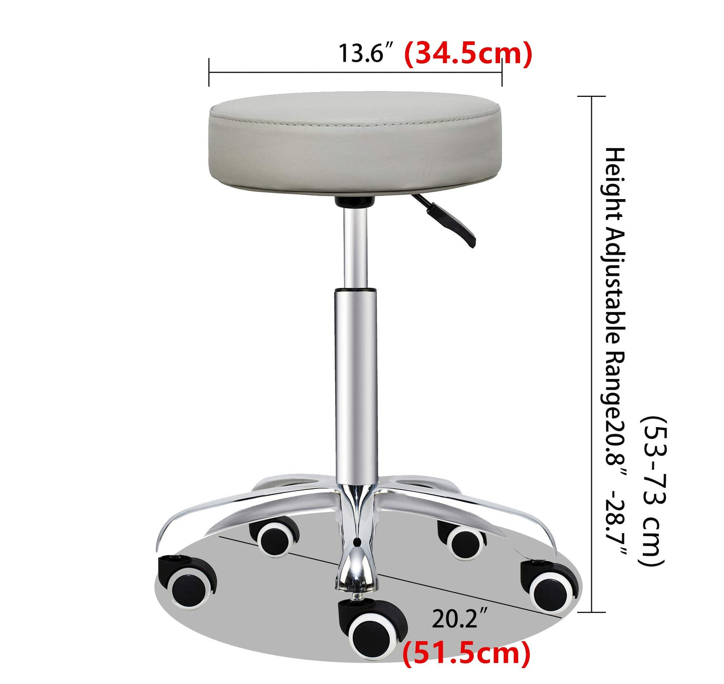 Grace&Grace Adjustable Rolling Stool Chair with Wheels for Massage Beauty Salon Shop Home Kitchen,Heavy Duty Rolling Swivel Stool