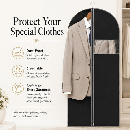 URMI Suit Bag, Breathable 60 x 100cm (5 PCS) Garment Bags Clothes Bags for Storage with Clear Window Dust Moth Proof Dress Bags Protector for Suit