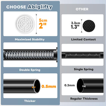 Abiglifty Black Shower Curtain Pole, 84-135cm Stainless Steel Extendable Curtain Poles, Shower Curtain Rail No Drilling, Non Slip, No Rust