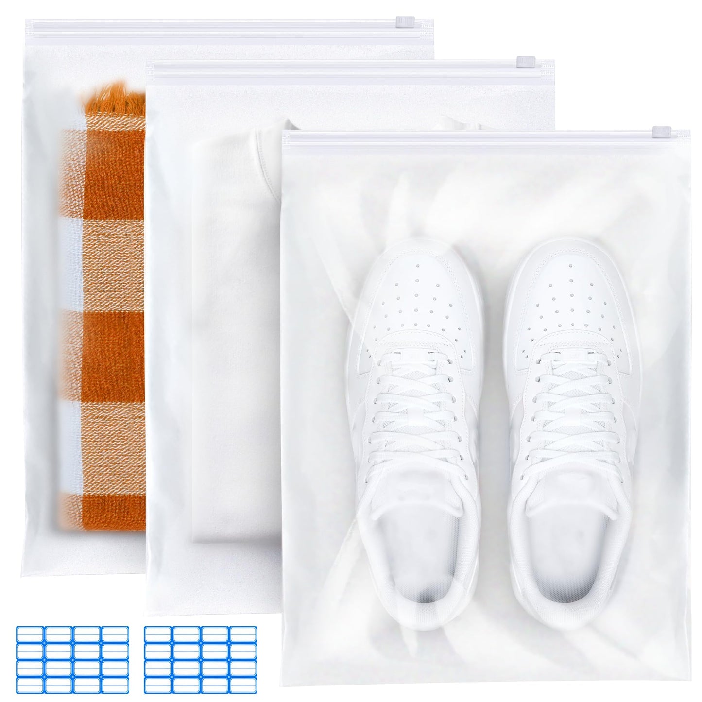 Reusable Zip Lock Bags, 30pcs 40x30cm Plastic Travel Storage Bags Organiser No Holes Hospital Bag Organiser Pouches Frosted Waterproof ziplock bags