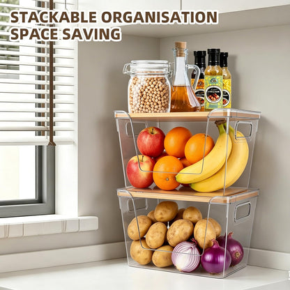 Hiziwimi 2 Sets Pantry Organizers and Storage, with Lids, for Produce