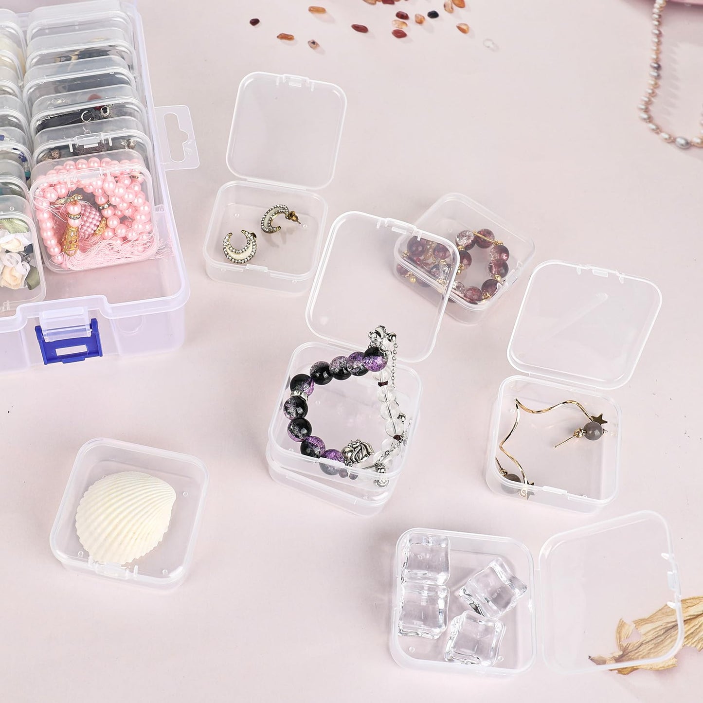 elthmpr Craft Storage Box - Bead Storage Box Transparent 45 Grids Small Plastic Storage Boxes