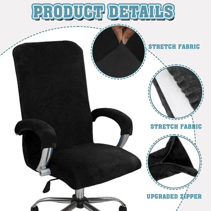 Office Chair Covers, Desk Chair Cover Universal Stretch Velvet Slipcover, Washable Plush Computer Chair Protector with Arm Covers