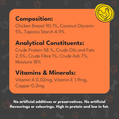 Chicken Chips Dog Treats, Premium Dog Chews with Natural Real Meat, Low in Fat and High in Protein 100g (Pack of 8)