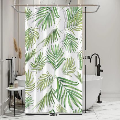 Bovlleetd Sage green leaf stall shower curtain spring watercolor natural eucalyptus leaves shower curtain for bathroom green and white botanical