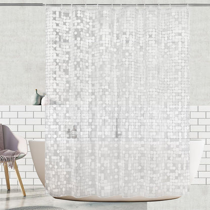 BANLMEYD Shower Curtain, 3d Geometry PEVA Bathroom Curtains Shower Curtains Mould Proof Resistant 180x180cm with Metal Grommets for Wet Rooms, Shower