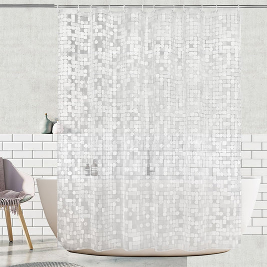 BANLMEYD Shower Curtain, 3d Geometry PEVA Bathroom Curtains Shower Curtains Mould Proof Resistant 180x180cm with Metal Grommets for Wet Rooms, Shower