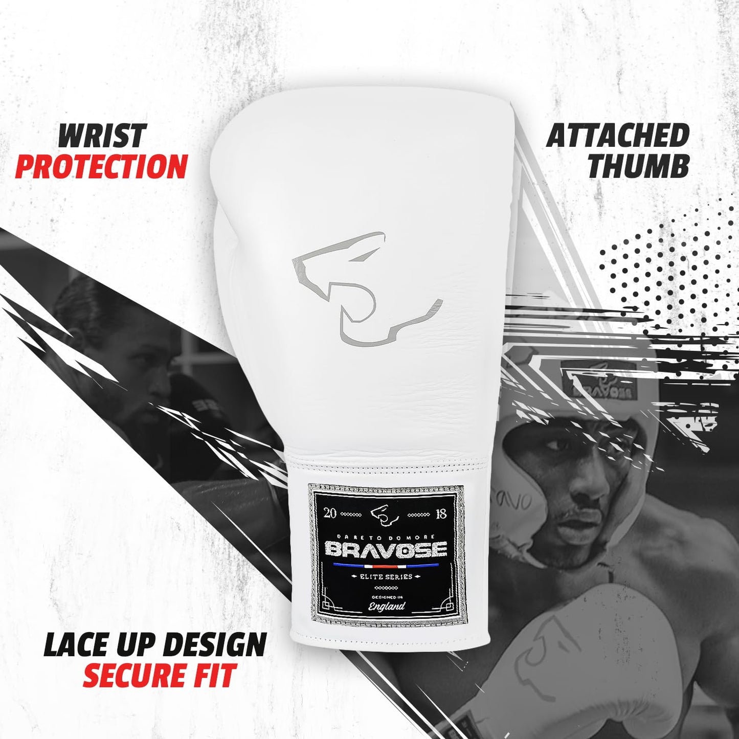 BRAVOSE Elite Pro Strap 14oz Boxing Gloves | Professional Leather Boxing Gloves for Punching Training, Sparring, MMA Kickboxing, Muay Thai Made By