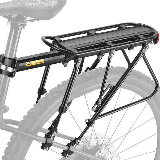 West Biking Bike Pannier Rack, 100KG Solid Bearing Bike Rack for Pannier Bags, Aluminum Alloy Mountain Bike Rear Rack Adjustable Bike Carrier Rack,