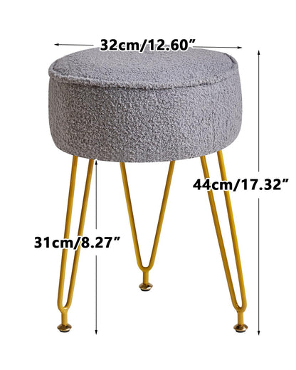 IBUYKE Makeup Vanity Stool Chair, Teddy Velvet Footrest, Gray WBD009G