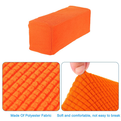 sourcing map 2pcs Stretch Armrest Covers for Chairs/Sofas, Couch Arm Covers with Twist Pin, Furniture Protector Slipcovers Orange