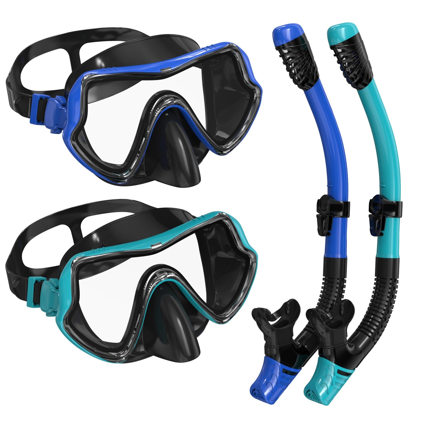 G2RISE SN02 Snorkel Set Adults - Scuba Mask Diving Goggles Dry Snorkeling Gear with Breath Easy Airflow Tech & Anti-fog Design2PACK)