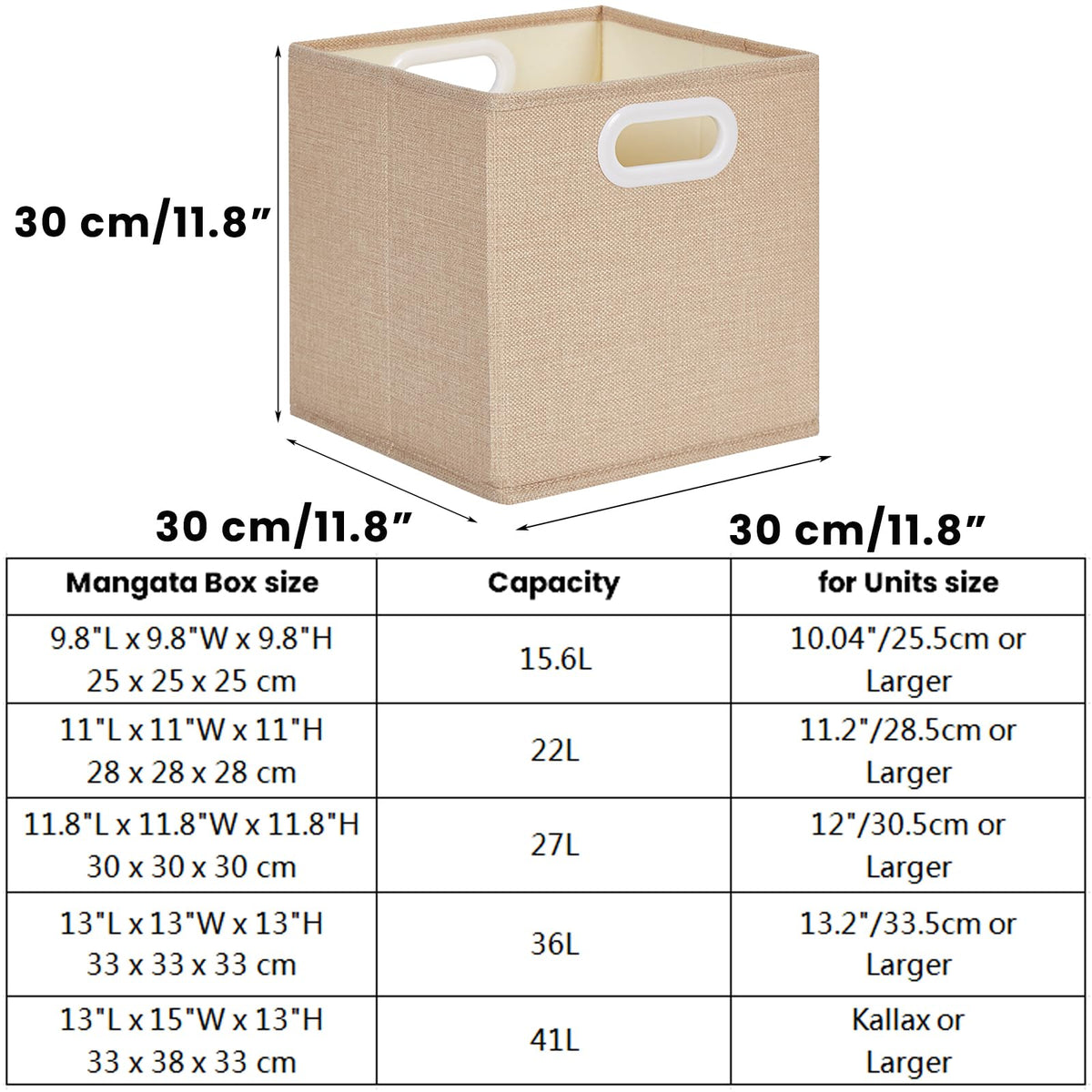 Mangata Cube Storage Boxes 30x30x30cm, Light Khaki, 3Pcs