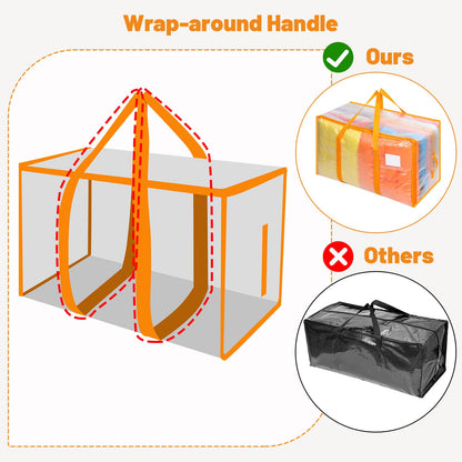 Dntorx 6 Pack 105L Moving Bags Clothes Storage Bags Drom Packing Box, Orange