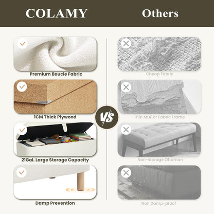 COLAMY Large Ottoman Storage Box for 80L, Wooden Ottoman Storage Bench with Anti-Slip Pads and Lift-Up Lid, Foot Stool for Living Room, Bedroom