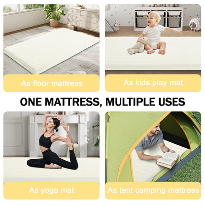 MeMoreCool Roll Up Floor Mattress Double 190x135cm, Beige